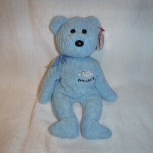 Ty Beanie Baby Baby Boy Bear OS Blue Excellent Its A Boy Rocking Horse 2002